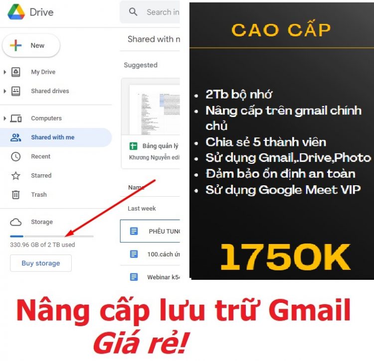 7000đtháng Google drive one giá rẻ không giới hạn dung lượng