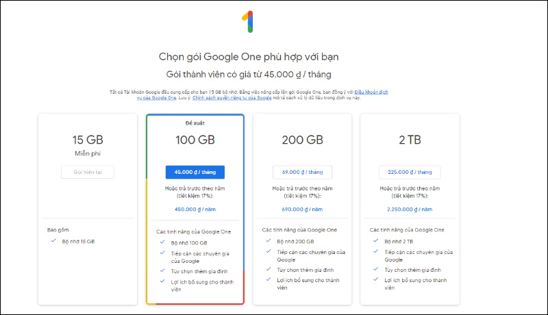 Gói gia hạn Google drive one giá rẻ không giới hạn dung lượng (2)