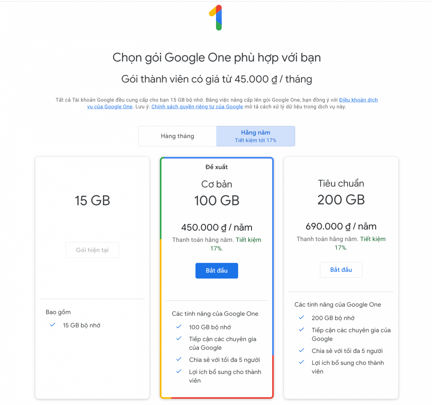 Google Drive storage plans