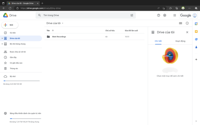 quay phim màn hình Google Meet lưu Google Drive tự động Mua Drive one không giới hạn dung lượng google (1)